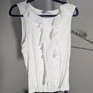 H&M White Ruffle Sleeveless Blouse